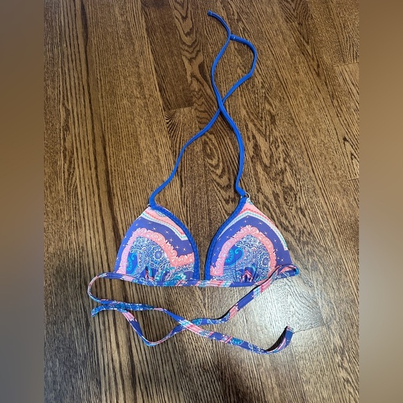 Arizona Jean Co. Blue Pink Paisley Triangle Bikini Set Women’s Size Small - Picture 3 of 9